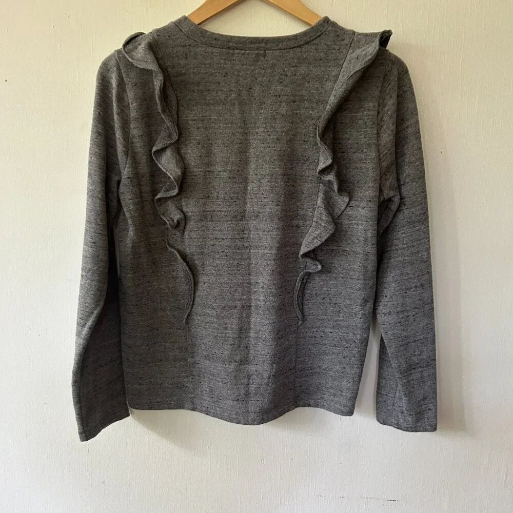 J.Crew Mercantile Top Small Gray Ruffle‎ Front Thick Old Money Preppy